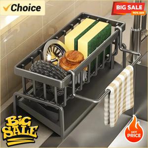 다용도 플라스틱 주방 선반 걸레 보관 배수 선반, 무타공 접착식 양념통 선반, 싱크대 수도꼭지 배수 선반 (후크 포함)