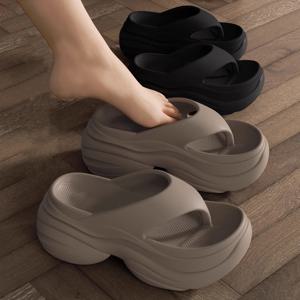 여성용 클립 토 플랫폼 플립플랍 여름 경량 소프트 솔 EVA 슬리퍼 여성용 두꺼운 밑창 미끄럼 방지 비치 슈즈 슬라이드