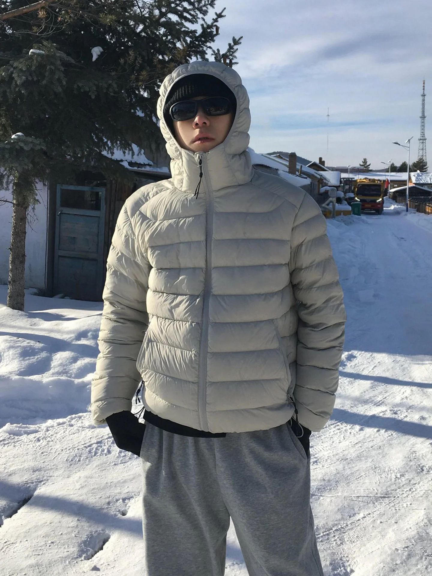 경량 숏 남성용 다운 코튼 재킷 후드 코트 따뜻한 겨울 방한 아메리칸 스타일 슬림핏 긴소매 지퍼