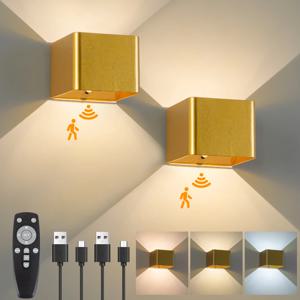 벽 조명 배터리 작동식 벽 램프, 3가지 색온도 및 밝기 조정, 리모컨 및 동작 센서, 설치 무선 조명 자기식 4000mAh 충전식 LED 조명, 침실 거실 복도에 적합