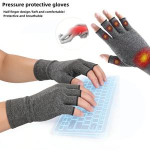 손의 불편함을 1쌍의 손가락 없는 압박 장갑으로 완화하세요