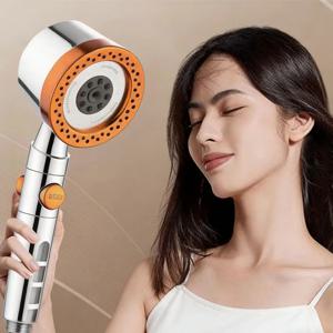 5가지 모드의 휴대용 샤워 헤드, 고압 절수 필터, 원버튼 스톱 - 욕실용품 세트