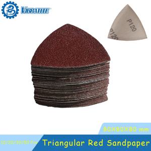 80X80X80mm 삼각형 빨간색 사포 10/20/30/50개 후크앤루프 모듬 60-320 그릿 목재 석고 금속 석재 연마용