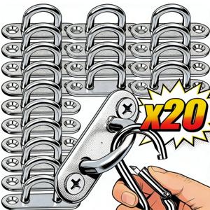 스테인레스 스틸 후크 아이 플레이트 헤비 듀티 직사각형 천장 후크 패드 해양용 하드웨어 후크 가정용 차고용 M5/M6 U형 행거 링 5-20개