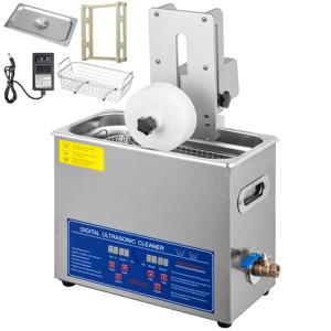 시하오 180W 6L 비닐 레코드 초음파 세척기 노브 기계식 컨트롤러 브래킷 세트 (콘택트렌즈, 치과용 기구, 보석 세척용)