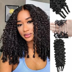 깃털처럼 가벼운 인모, 보이지 않는 매듭 없는 미리 분리된 버마산 곱슬 레미 인모, 보헤미안 브레이딩용 인모 크로셰 번들