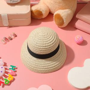 1Pcs 미니어처 밀짚 모자 인형 집 장식을위한 사랑스러운 수제 천연 섬유 작은 모자 요정 정원 미니 공예 액세서리