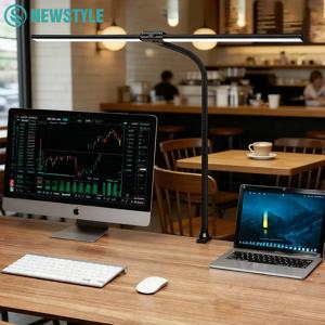 싱글 더블 트리플 헤드 LED 클립 데스크 램프, 디밍 가능 USB 눈 보호 아키텍트 테이블 램프, 컴퓨터 모니터 라이트, 사무실 및 가정용