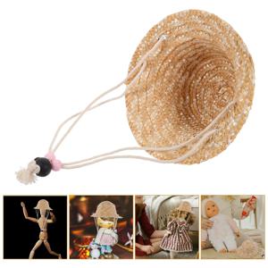 DIY 공예 장식 사진 소품을위한 미니 짠 밀짚 모자 작은 장식 액세서리 인형 집 미니어처를위한 미니어처 모자 장식품