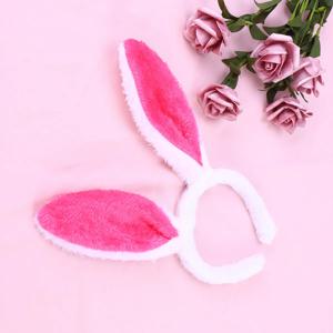 토끼 귀 머리띠 흰색 장미 부드러운 원단 헤어밴드 편안한 토끼털 액세서리 휴일 파티 귀 머리띠