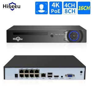 Hiseeu IP 보안 감시 카메라 얼굴 인식 CCTV 시스템, H.265 + 4CH 10CH 16CH POE NVR, 5MP 8MP 4K 오디오 비디오 레코더