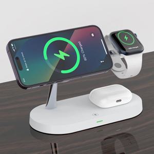 3 in 1 자기 무선 충전기 스탠드 iPhone 12 13 14 15 16 Apple Watch 용 고속 충전 스테이션 9 8 7 6 5 Airpods 2 3 Pro