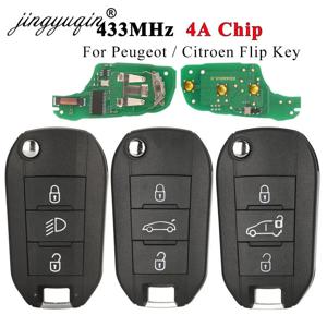 Jingyuqin 433MHz 4A HITAG AES 칩 플립 원격 밴 자동차 플립 키 푸조 전문가 308 3008 2016+ Citroen C4 Cactus 2014+ HU83