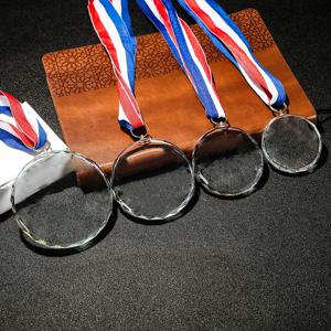 빈 크리스탈 유리 메달 스포츠 기념품 명예 메달 어린이를위한 학교 대회 명예 메달 기념 상 선물