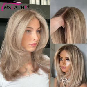 200% 애쉬 래즘 블론드 컬러 레이스 프론트 밥 가발 13x4 글루리스 숏 밥 브라질 레미 헤어 가발 여성용 UHD 투명 레이스