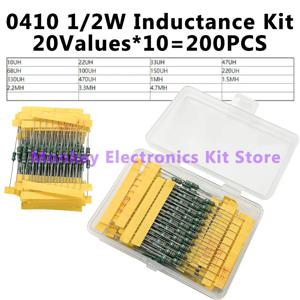 1 세트 200PCS 인덕터 분류 키트 1UH-4.7MH 20values ​​DIP 인덕턴스 컬러 링 인덕터 모듬 키트