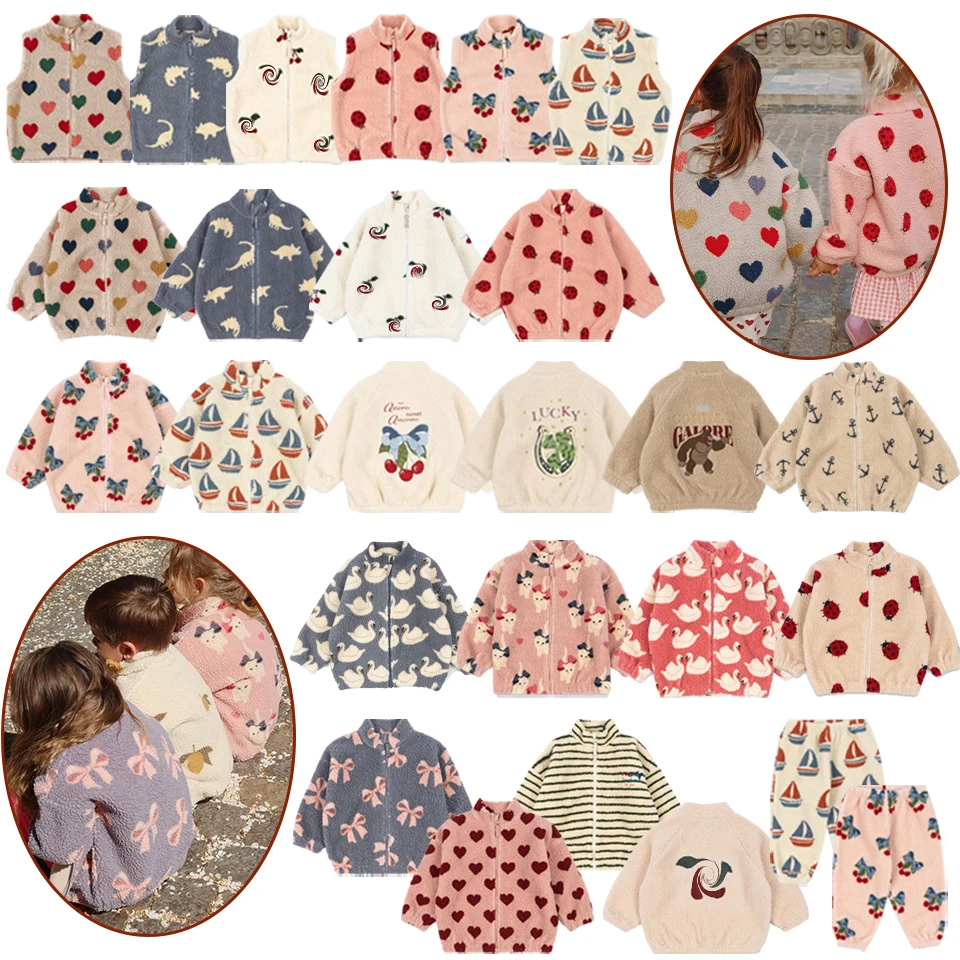 2025년 가을 KS 유아 여아 양털 고양이 재킷 남아 만화 캐릭터 면 플리스 아우터 코트 아동 겨울옷 어린이 딱정벌레 코트