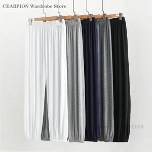 모달 남성용 수면 바지 여름 얇은 수면 바지 홈웨어 바지 루즈 캐주얼 랜턴 바지 잠옷 라운지웨어 2XL-6XL