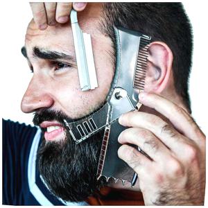 남성용 다기능 수염 스타일링 빗 360 °   완벽한 모양과 트리밍을 위한 회전식 수염 템플릿 가이드