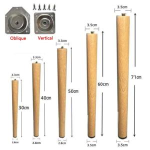 4개입 30-60cm 원목 가구 다리 사선/수직 스타일 미끄럼 방지 패드 의자 책상 다리 교체 DIY 커피 테이블 다리