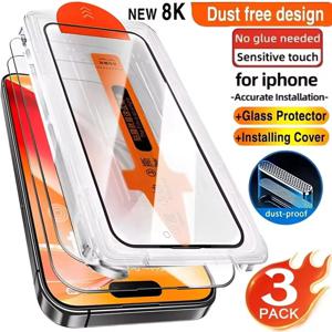 아이폰 17 16Pro Max 15 14 11 12 13 미니 12 11 X용 3개입 HD 강화유리 스크린 보호필름, 스크래치 방지, 먼지 없는 설치