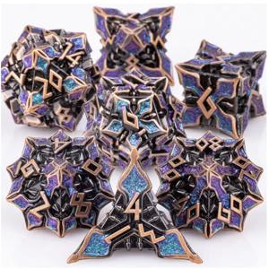 DND 메탈 다이스 7개 세트 MTR 다이스 세트 던전 앤 드래곤 다이스 롤플레잉 게임용 다이스 D&D 다이스 선물 그린 다이스