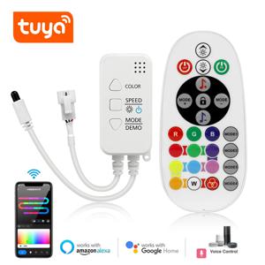 DC12V-24V Tuya APP 스마트 라이프 Wifi RGBIC LED 컨트롤러(리모컨 포함), Alexa 및 Google 홈과 함께 작동 3핀 RGBIC LED 스트립