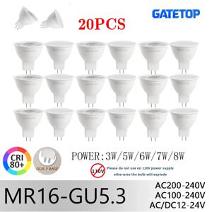 20PCS MR16 GU5.3 LED 스포트라이트 다중 전압 12V/110V/220V Bombillas는 홈 오피스 천장 조명용 50W 할로겐 전구를 대체합니다.