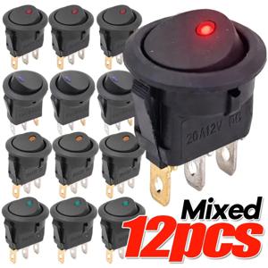 12V LED 보트 스위치 조명 포함 자동차 트럭 로커 스위치 온/오프 컨트롤 SPST 3핀 2포지션 해양 자동차용 1/3/12개