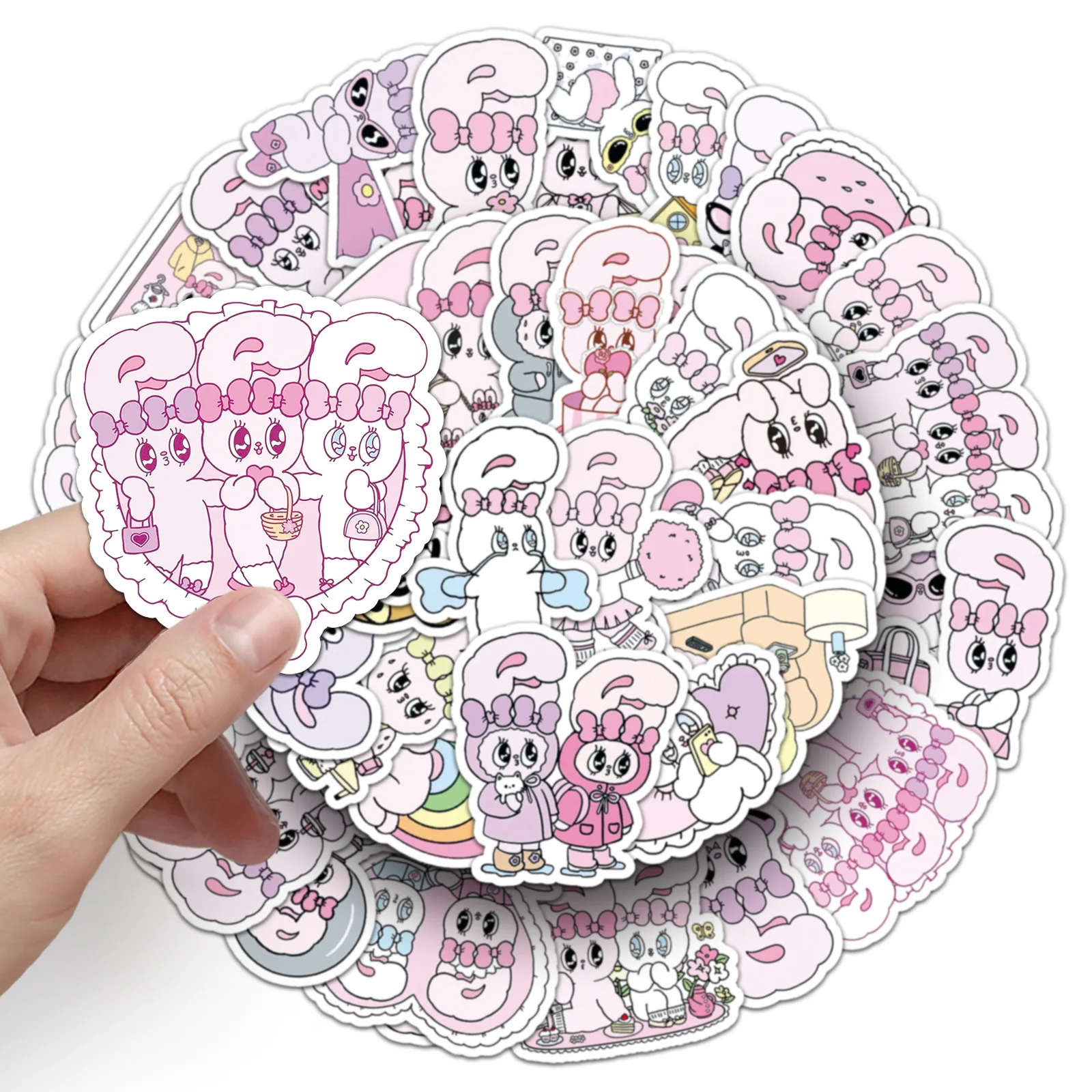 50PCS 에스더 버니 스티커 만화 PVC 데칼 장난감 DIY 장식 방수 스케이트보드 수하물 전화 냉장고 자동차 어린이 장난감 선물