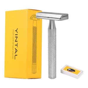 스테인리스 스틸 이중날 안전 면도기 (예비날 5개 포함) 30 °   남성용 각도 조절 정밀 재사용 면도날