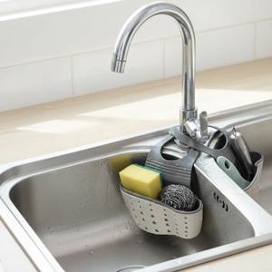 주방 싱크대 배수구 거치대 스펀지 및 식기류 보관 정리함 욕실 바구니 컨테이너 1개