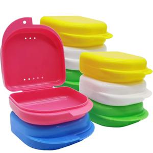 5pcs 틀니 트레이 상자 치과 교정 치과 리테이너 상자 케이스 플라스틱 치아 컨테이너 틀니 상자 틀니 보호 케이스