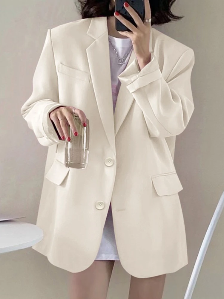 새로운 여성 봄 여름 솔리드 컬러 정장 재킷 여성 한국 패션 캐주얼 편안한 정장 여성 의류 아우터웨어