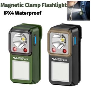 LED 자기 클램프 손전등 야외용 초장시간 지속 조명 작업용 비상 램프 클립형 충전식 캠핑 하이킹 라이트