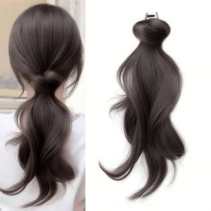 12인치 합성 가발 롱 스트레이트 그랩 클립 포니테일 헤어 익스텐션 여성용 헤어피스 헤어 액세서리