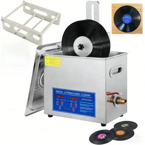 시하오 6L 초음파 세척기 180W 초음파 LP판 세척기 7-12인치 8개 LP판용 초음파 세척기 건조대 포함 가정용