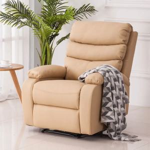 현대식 천연 가죽 1인용 전동 마사지 리클라이너 소파 헤드레스트 리모컨 금속 프레임 노인 가정용