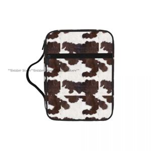 기도서 보관 핸드백 보호용 성경 커버 소가죽 질감 프린트 교회 기도 가방 지퍼 북 케이스