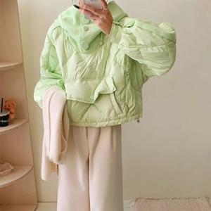 여성용 후드 다운 재킷, 캔디 컬러 캐주얼 파카 자바 스크립트, 패션 세트, 가을 및 겨울, 2024 신상