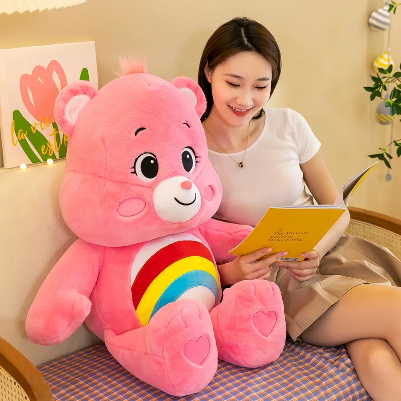 MINISO 30CM Carebears Kawaii 레인보우 베어 플러시 장난감 러블리 애니메이션 다채로운 곰 인형 인형 룸 장식 러블리 베어 생일 선물