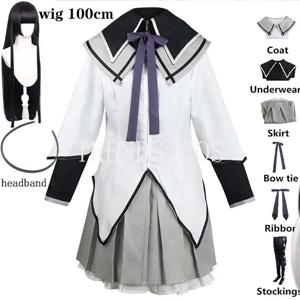애니메이션 Akemi Homura 코스프레 의상 파이팅 유니폼 스타킹 Akemi Homura 의상