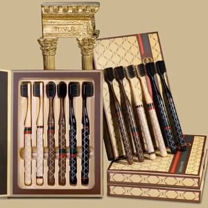 6 고급 선물 상자 칫솔 세트 부드러운 머리 깊은 깨끗한 치아 여행 휴대용 홈 구강 관리 성인에게 적합 매일 사용