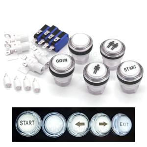 5V 12V 라이트 푸시 버튼 33mm Led 조명 투명 플라스틱 동전 아케이드 조이스틱 게임 제로 지연 Diy 부품 자동 판매기