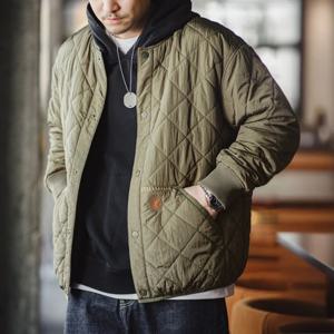 Maden 캐주얼 퀼트 야구 재킷 두꺼운 따뜻한 패딩 코트 포켓이 있는 남성용 겨울 다용도 코트를 위한 녹색 빈티지 겉옷