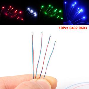 10 개/몫 DIY 마이크로 SMD Led 램프 유선 Led 0402 0603 사전 납땜 마이크로 Litz 유선 칩 30cm 3V 철도 모델 장면 키트 장난감