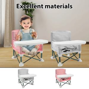 어린이 안전 벨트가있는 유아 부스터 좌석 식사 의자 실내 야외 해변을위한 먹이 트레이가있는 휴대용 여행 접이식 어린이