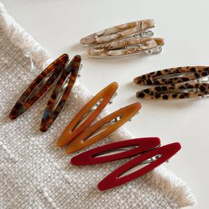 2개/세트 아세테이트 헤어 클립 속이 빈 타원형 기하학 바레트 사이드 핀 헤어핀 여성 헤어 액세서리