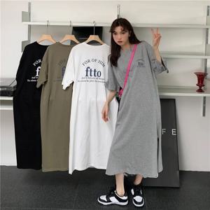 여름용 얇은 반팔 롱 슬립 드레스 여성용 한국 스타일 루즈핏 살살 가려주는 바디라인을 가려주는 아우터로도 착용 가능한 롱 슬립 스커트