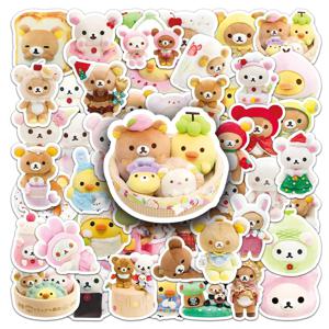 54pcs Rilakkuma Kawaii 스티커 애니메이션 편안한 곰 DIY 미술 용품 ​​노트북 편지지 Paster 워터 컵 장식 클래식 장난감 선물